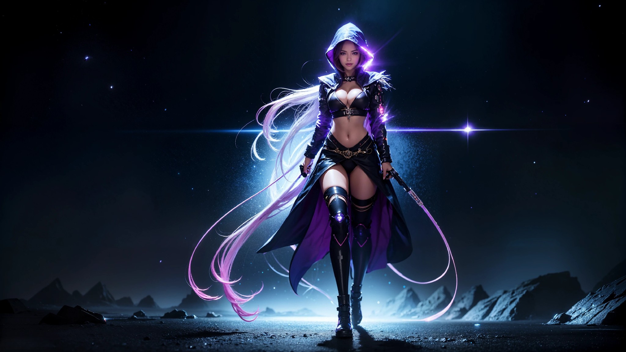 Sexy Cyberpunk Cosmic Assassin Girl
