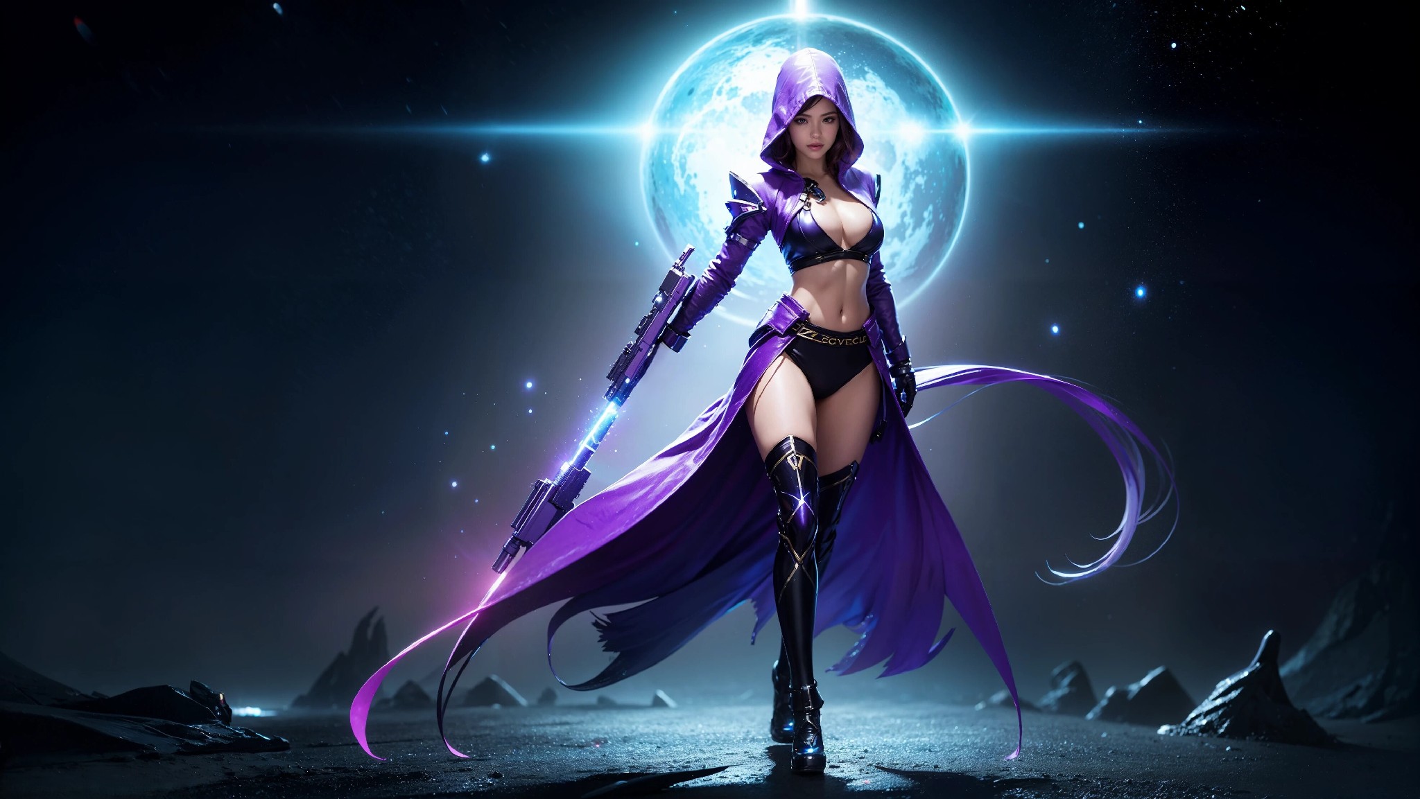 Sexy Cyberpunk Cosmic Assassin Girl