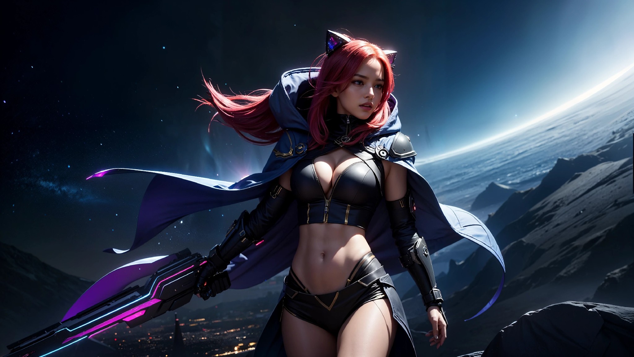 Sexy Cyberpunk Cosmic Assassin Girl