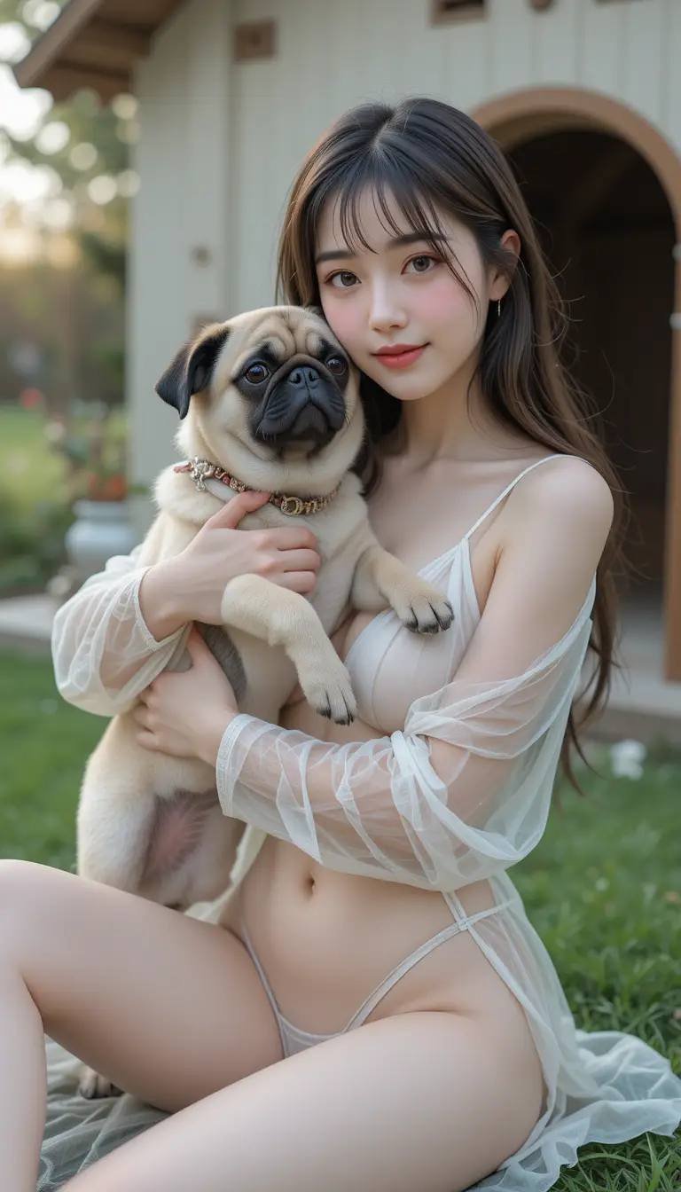 女子與哈巴狗