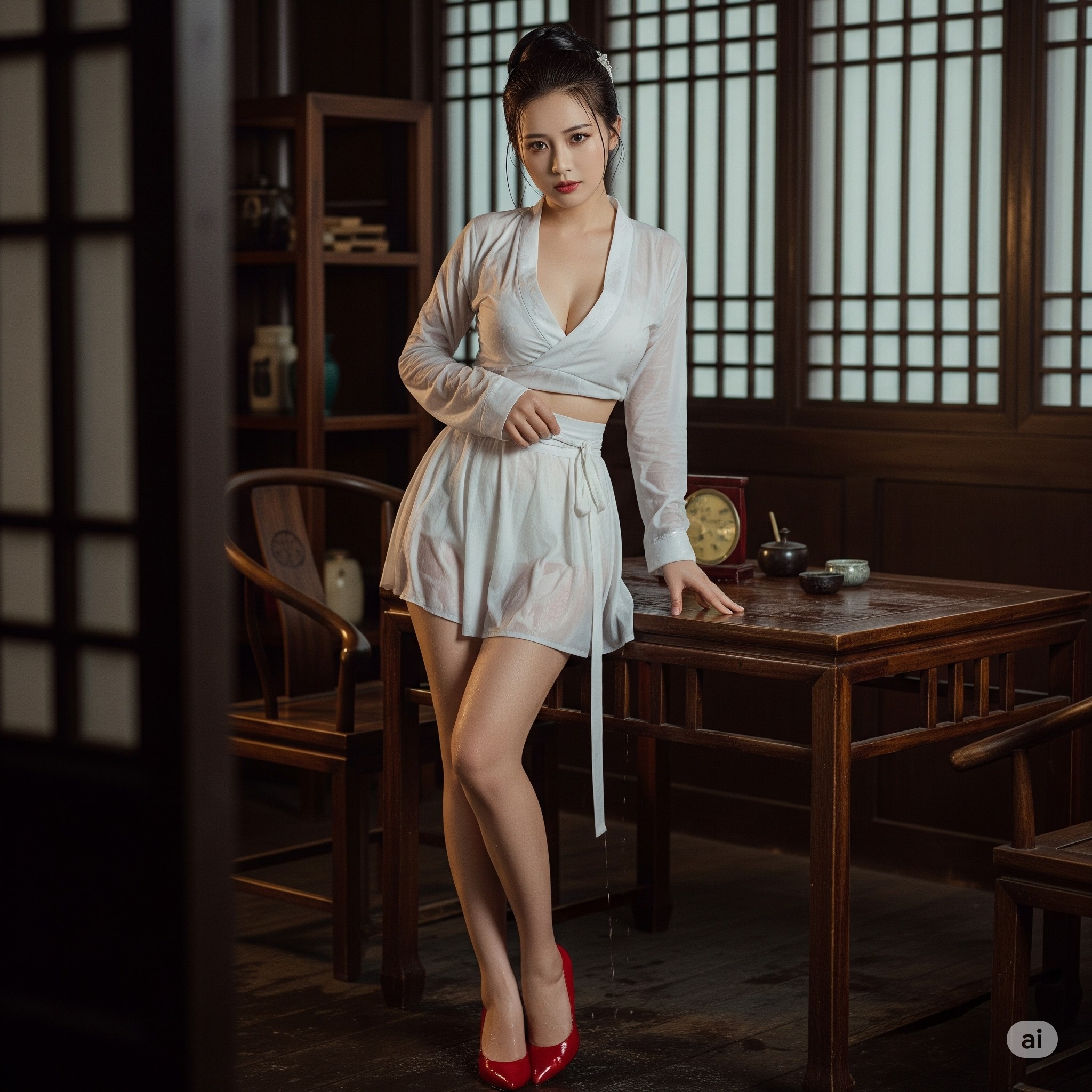 妹子們被潑濕了