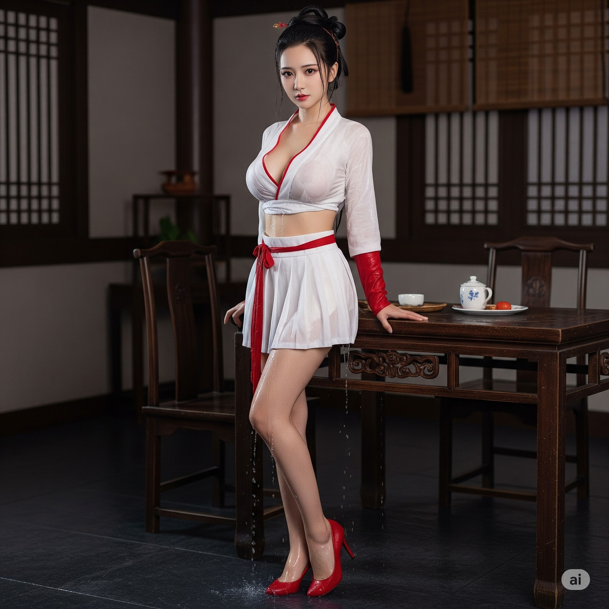 妹子們被潑濕了
