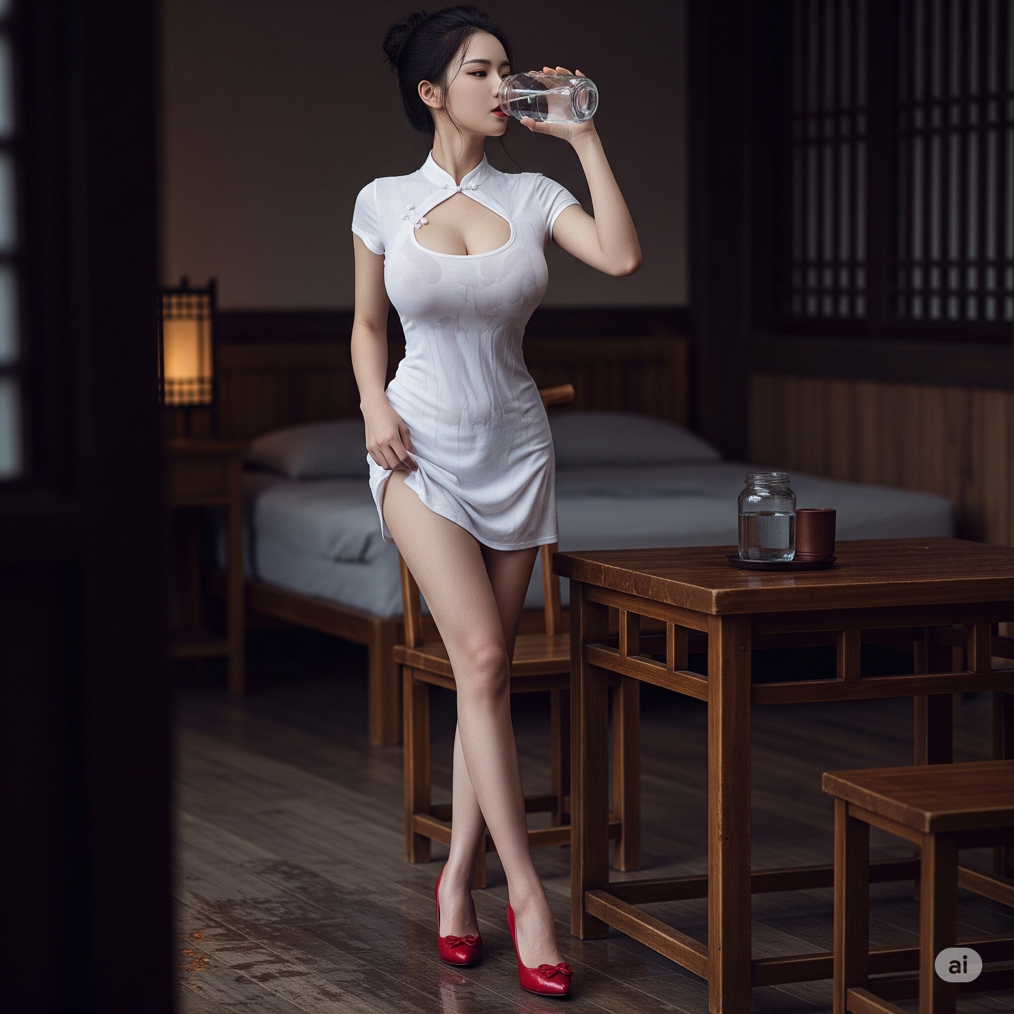 妹子們被潑濕了