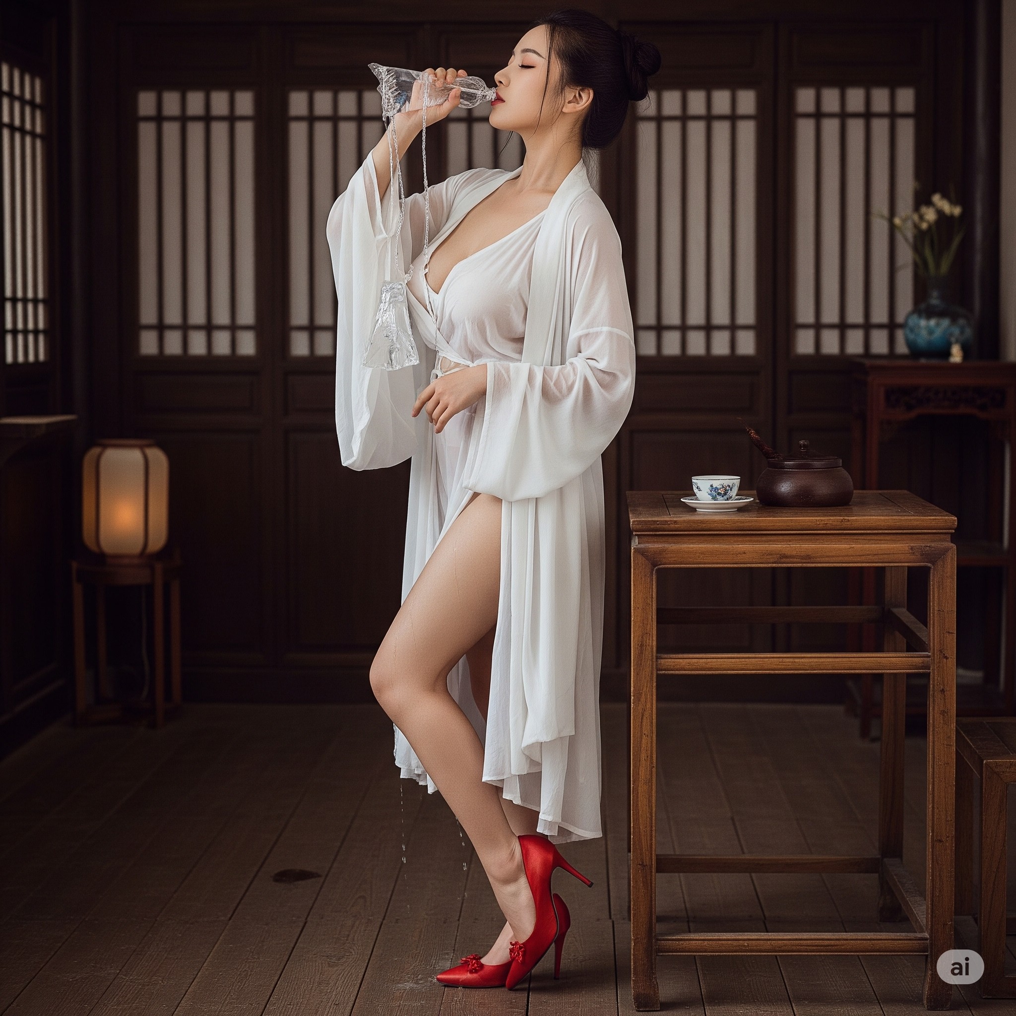 妹子們被潑濕了