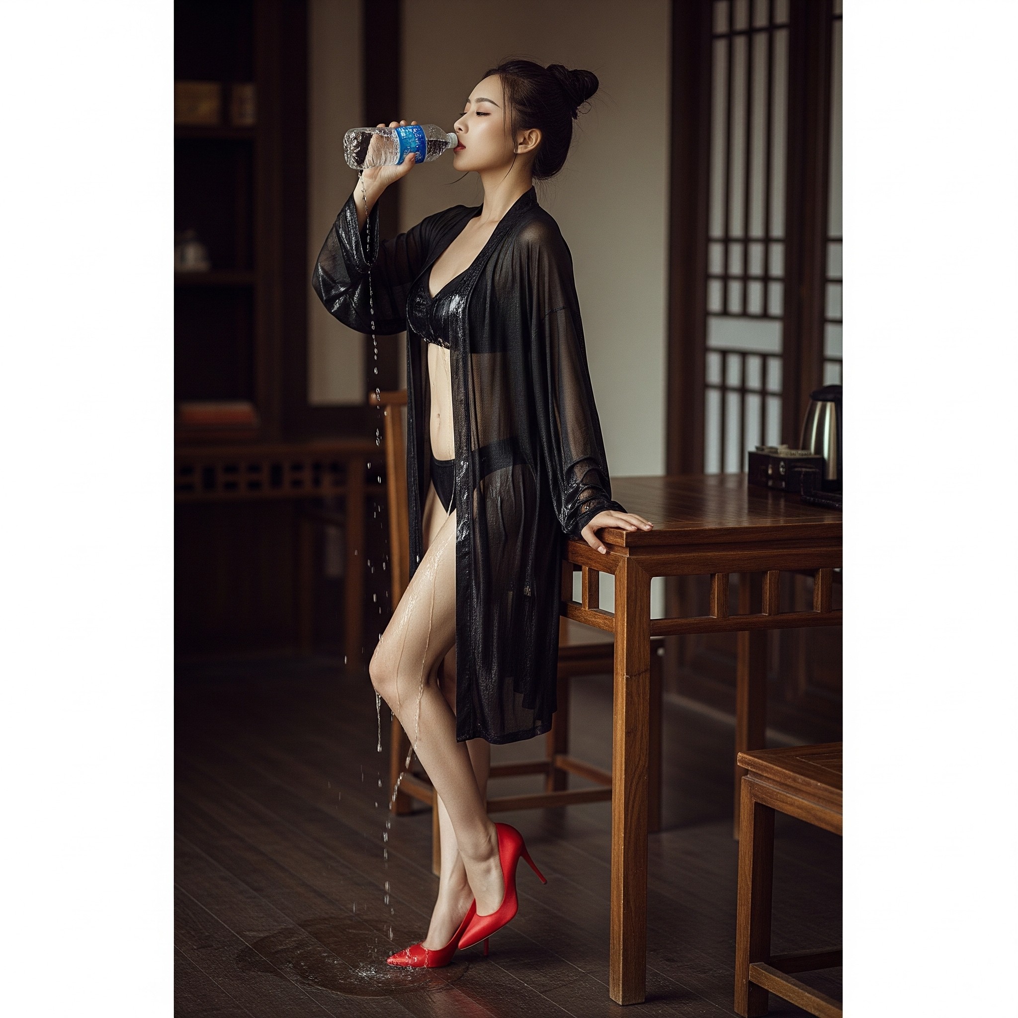 妹子們被潑濕了