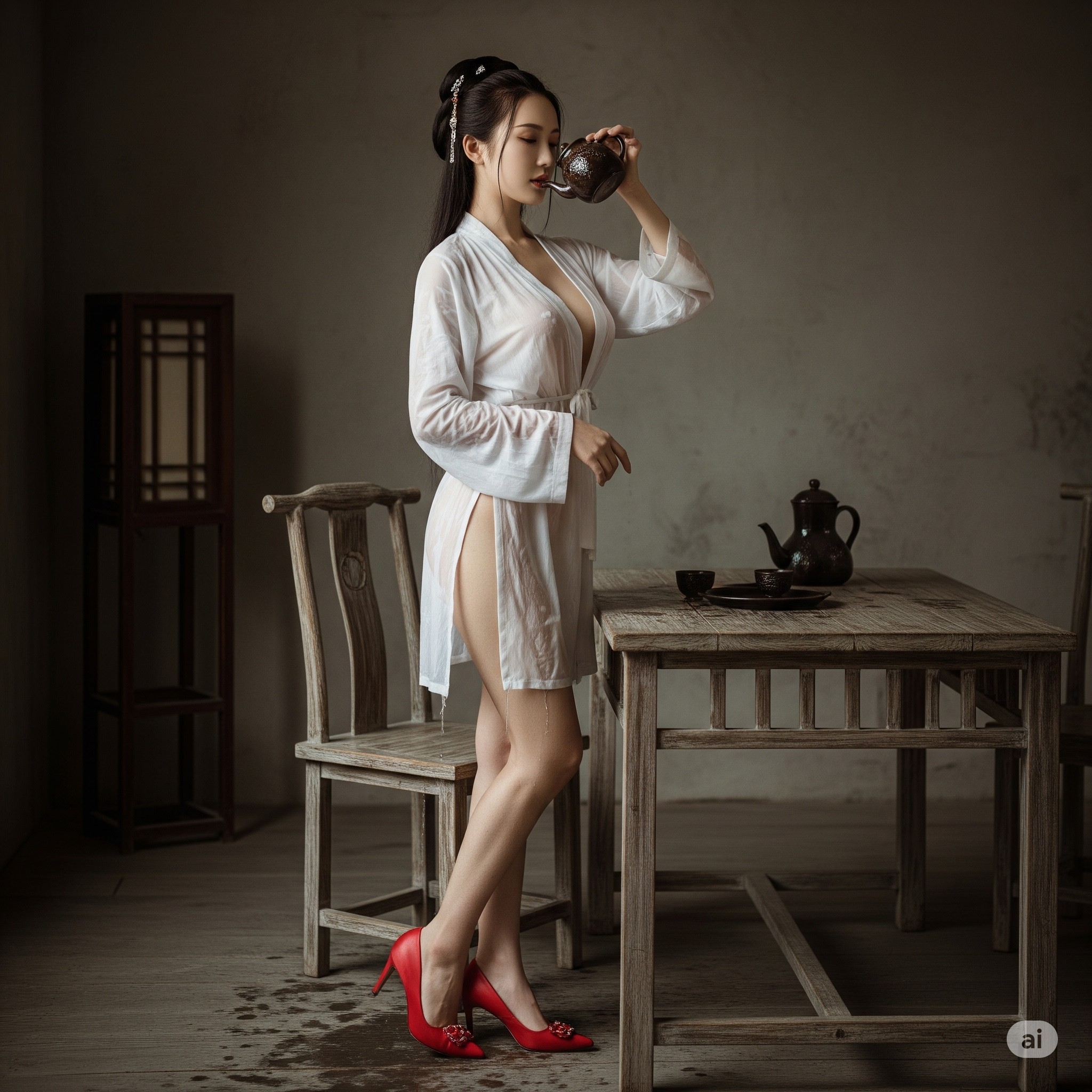 妹子們被潑濕了