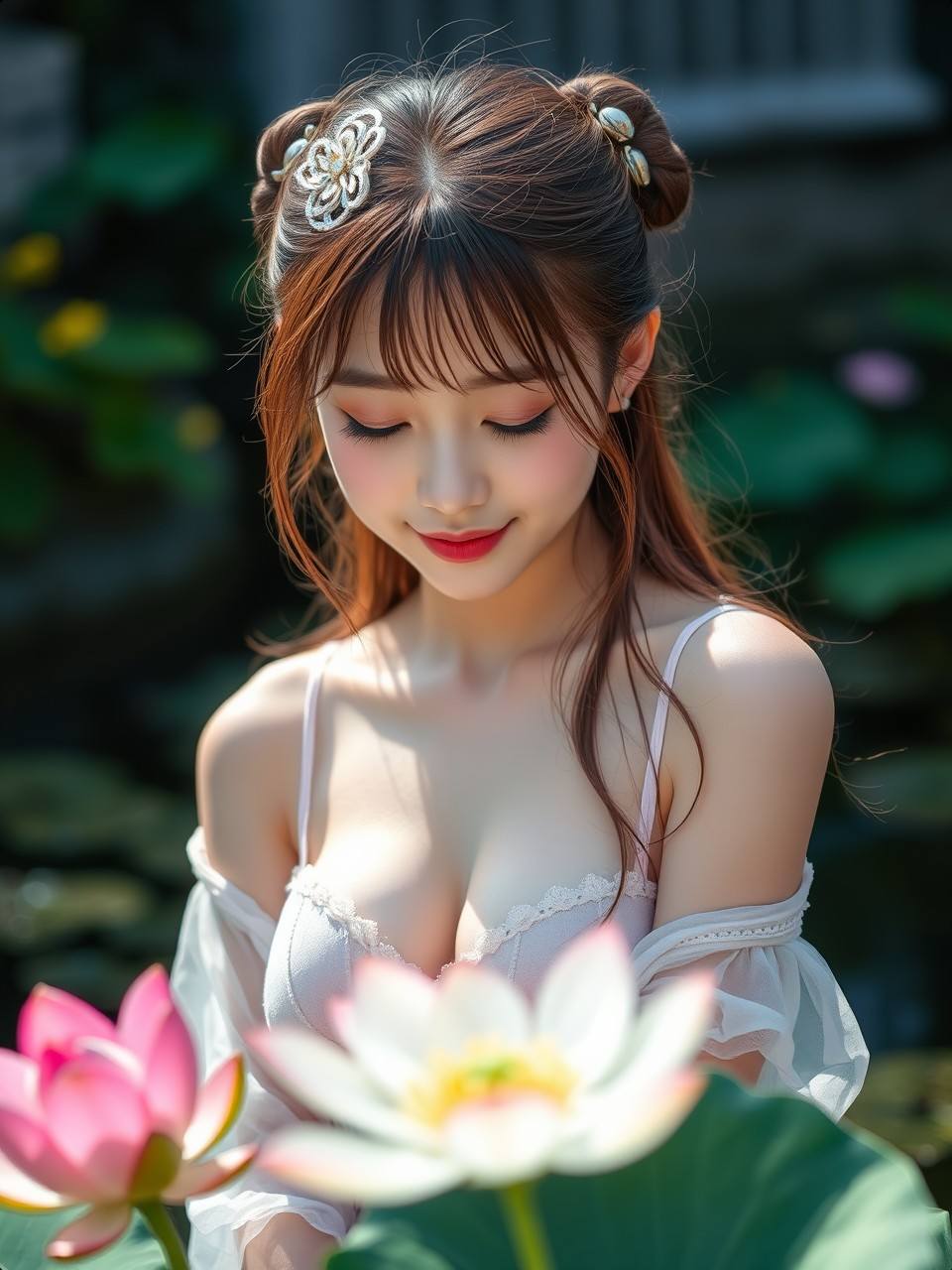 荷風送香，靜影沈璧