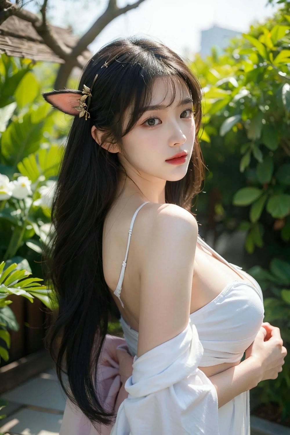 ★Patreon★ AI_KAORI - Fox-Eared Beauty in Garden Setting - Part 1