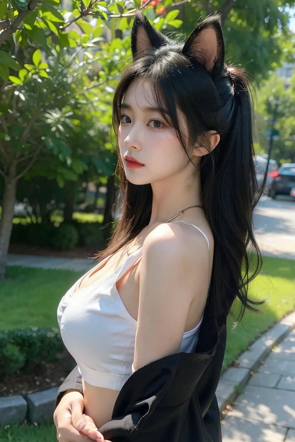 ★Patreon★ AI_Kaori - Fox-Eared Beauty in Garden Setting - Part 2