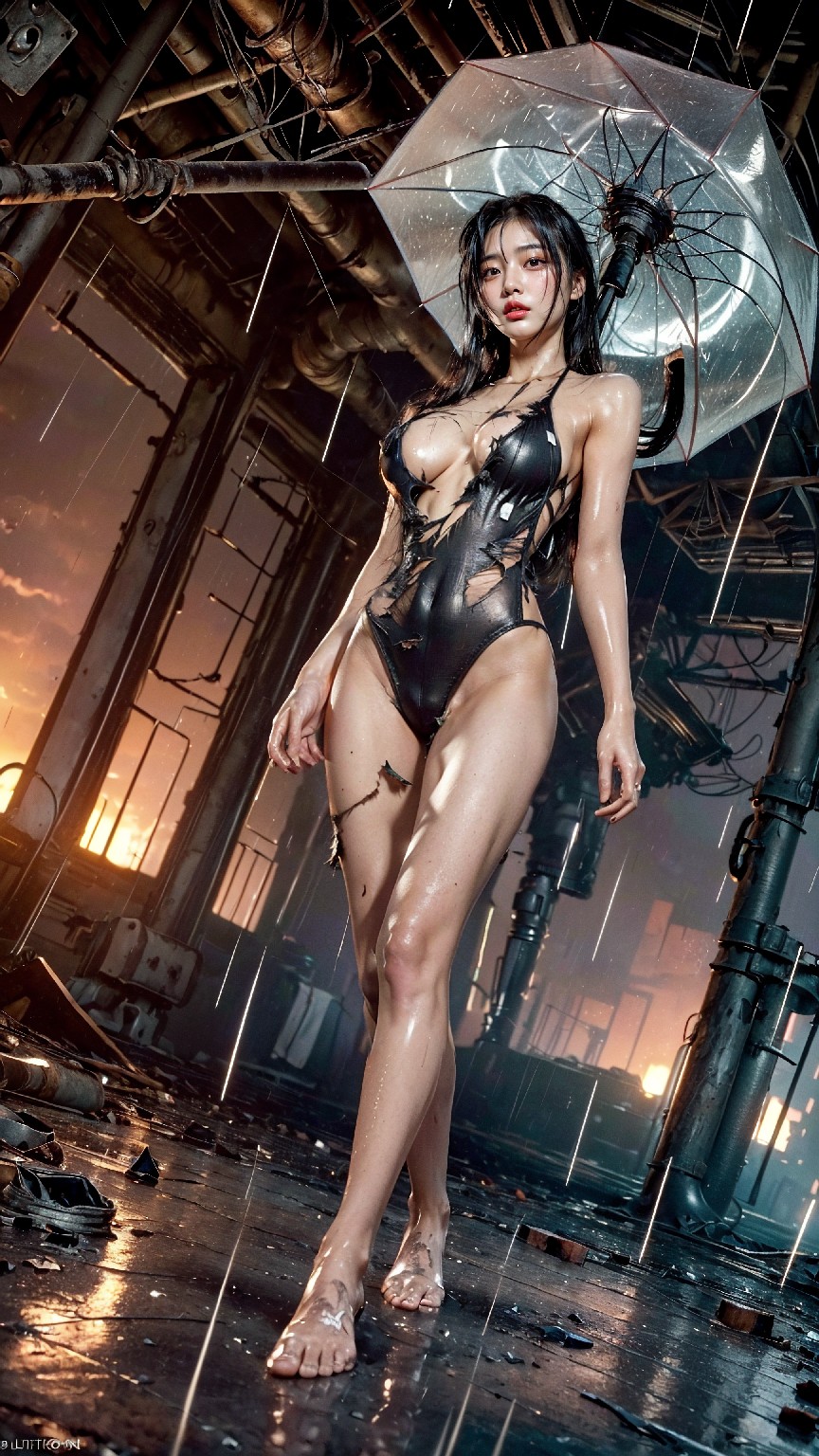 Abandoned factory torn latex swimsuit1