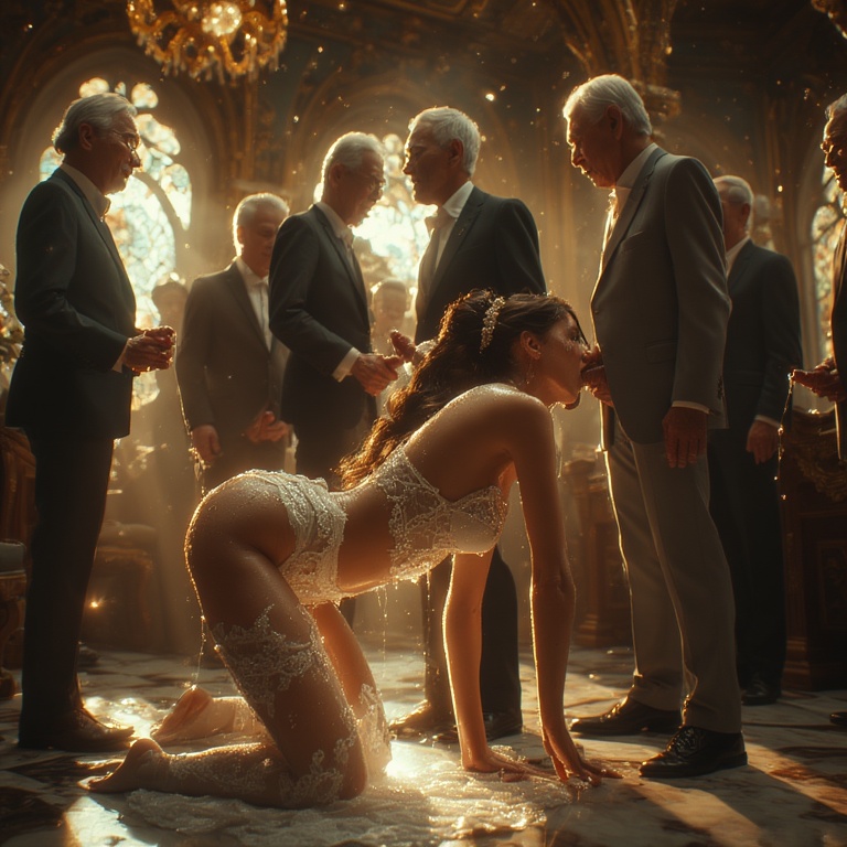 Guests take turns injecting the bride