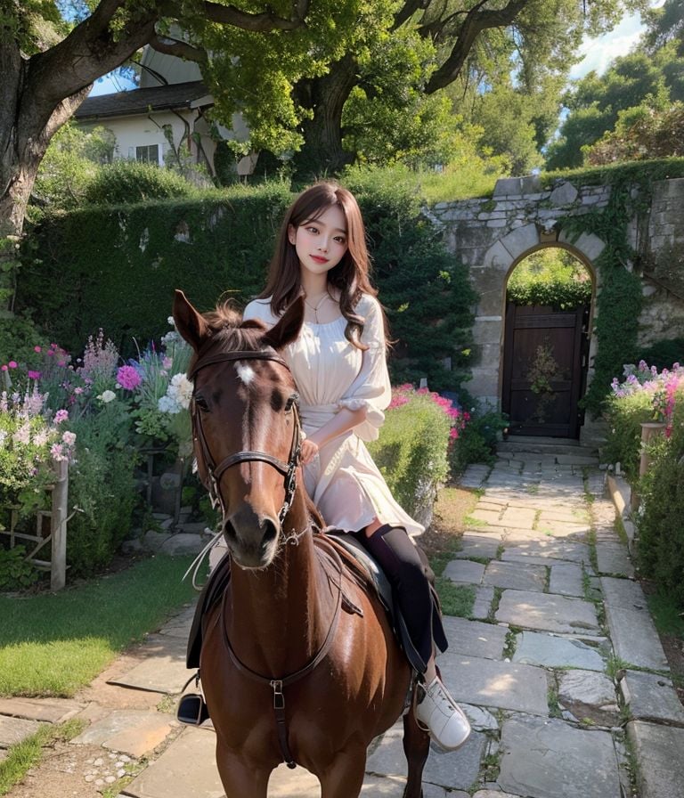 ★Patreon★ AI_Kaori - Outdoor Portrait of Woman in Garden on Sunny Day with