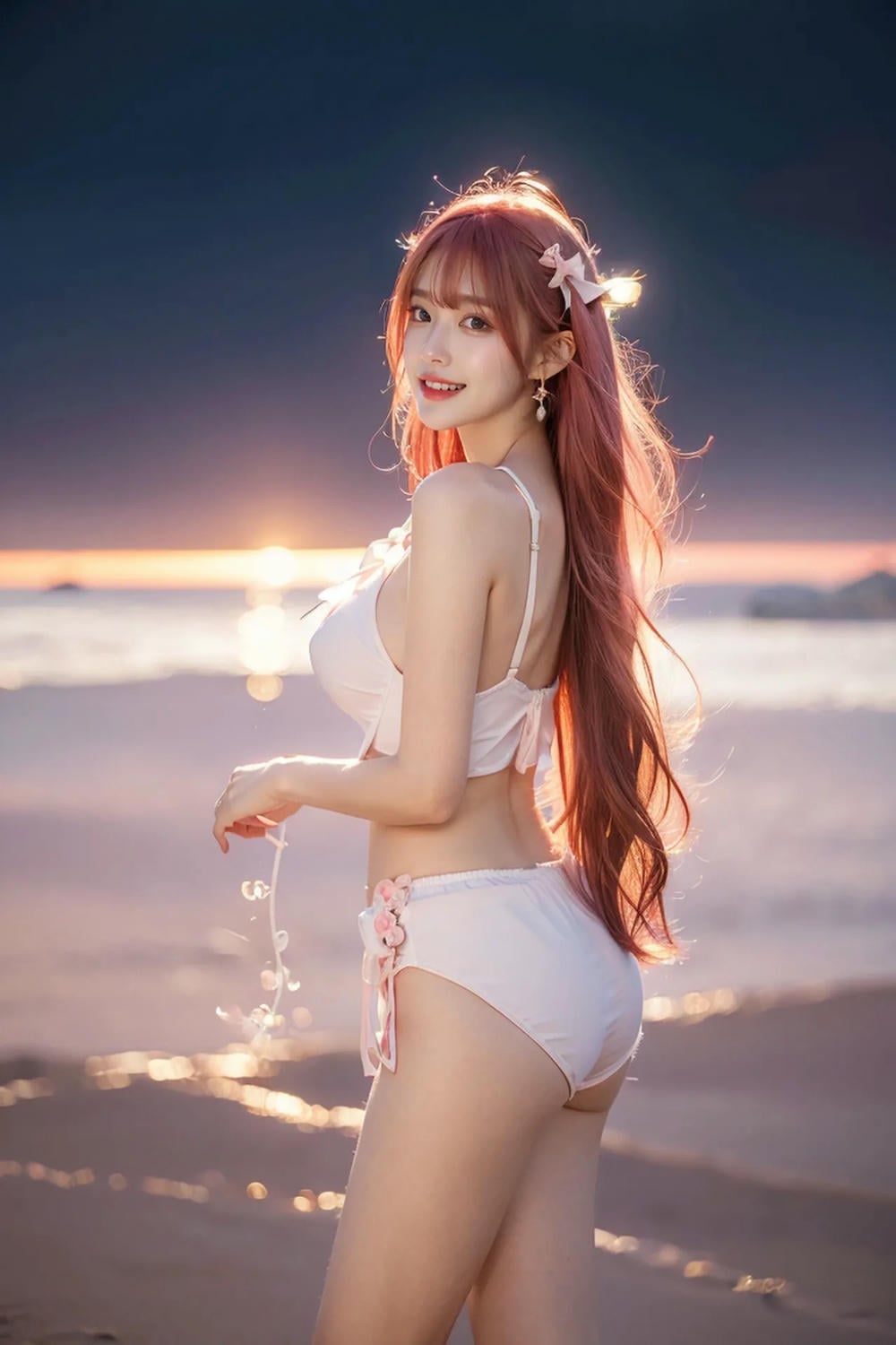 ★Patreon★ AI_Kaori - Pink-Haired Model Wearing Lace Lingerie in Beauty