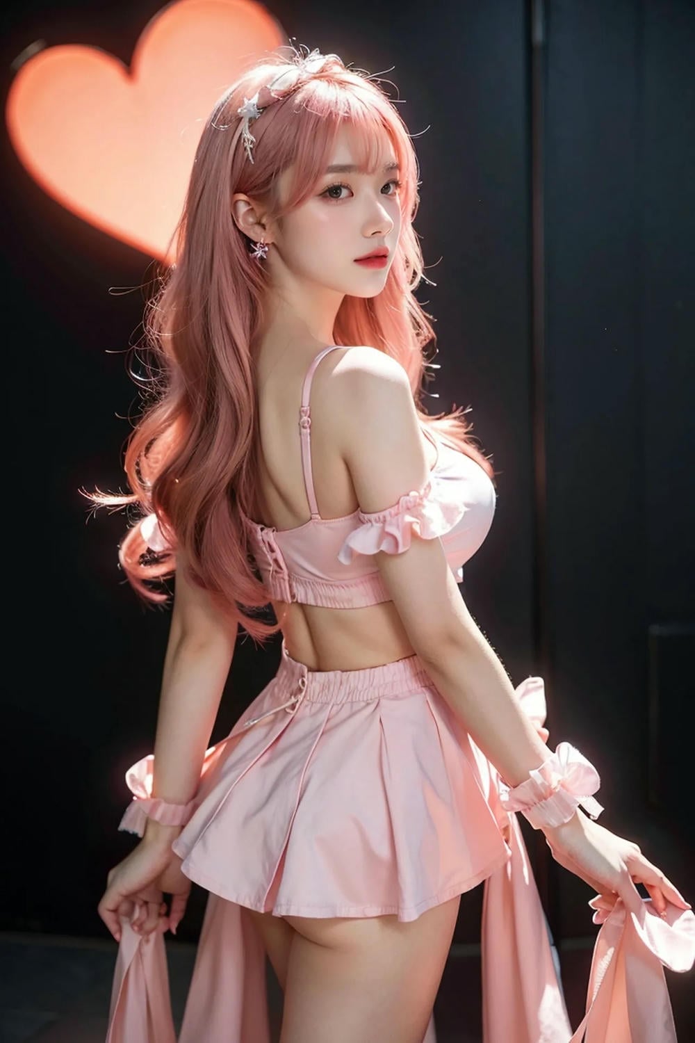 ★Patreon★ AI_Kaori - Pink-Haired Model Wearing Lace Lingerie in Beauty