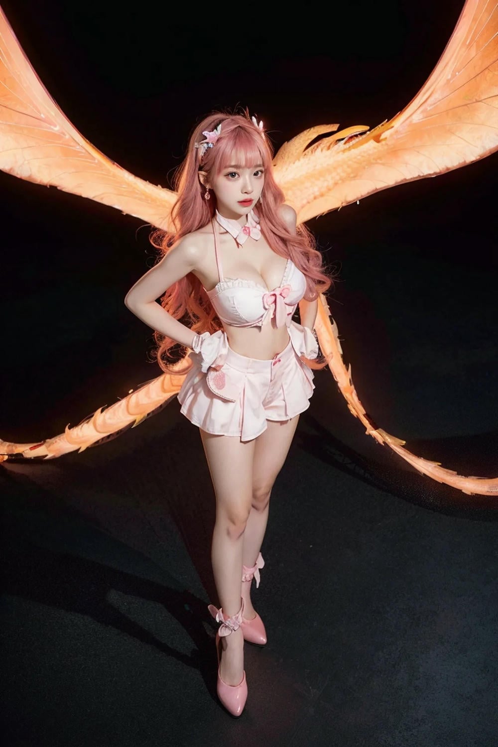 ★Patreon★ AI_Kaori - Pink-Haired Model Wearing Lace Lingerie in Beauty