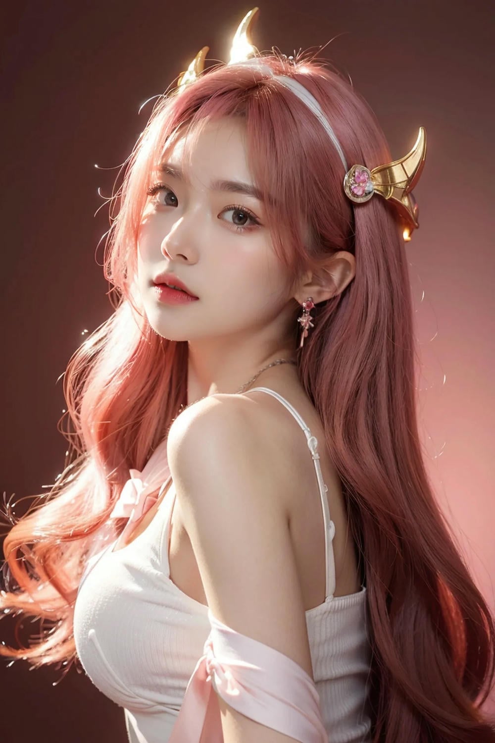 ★Patreon★ AI_Kaori - Pink-Haired Model Wearing Lace Lingerie in Beauty