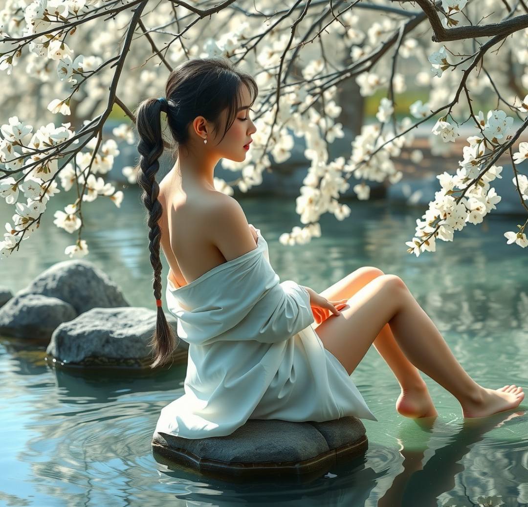 Quiet time by the water between flowers