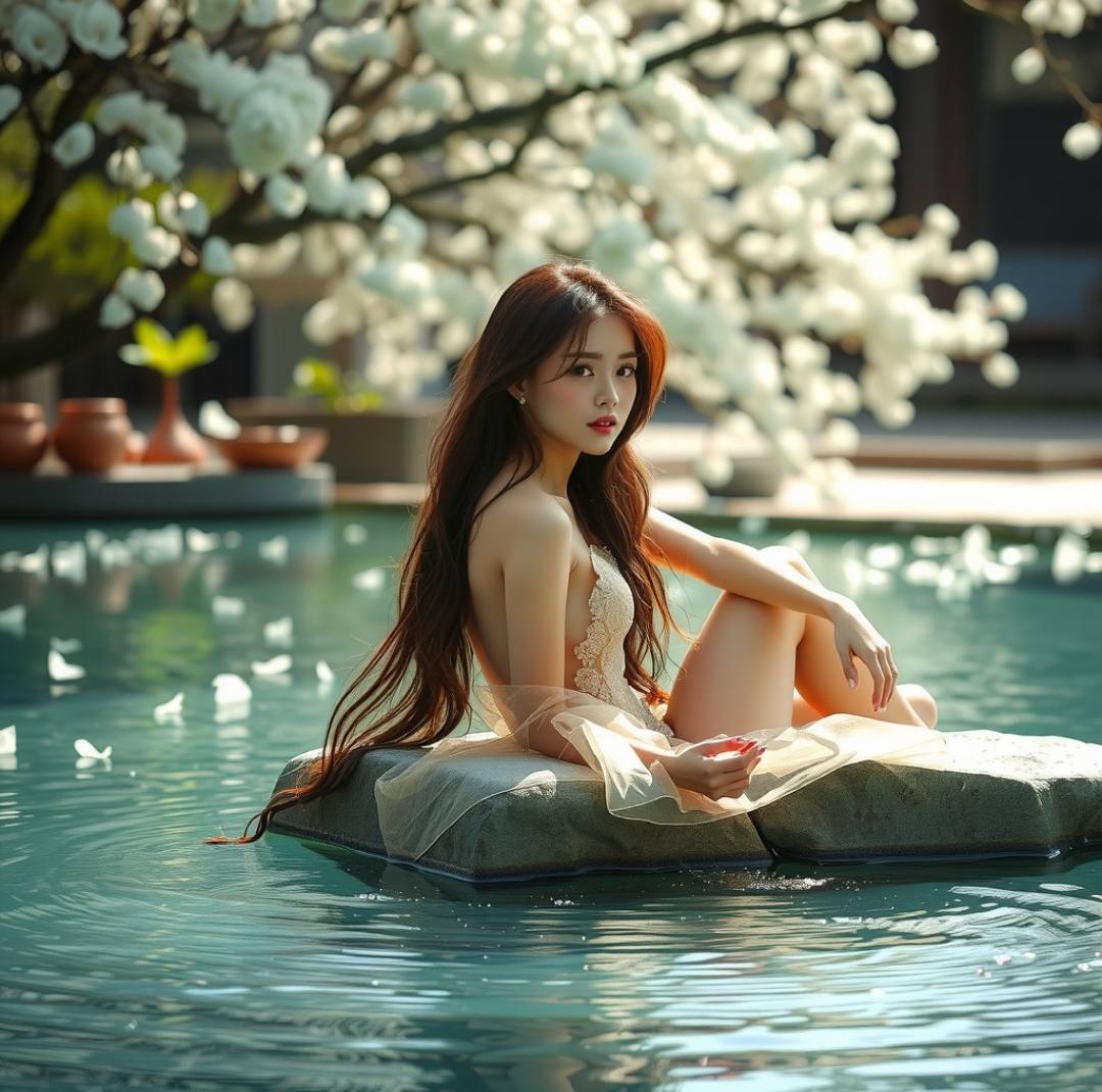 Quiet time by the water between flowers