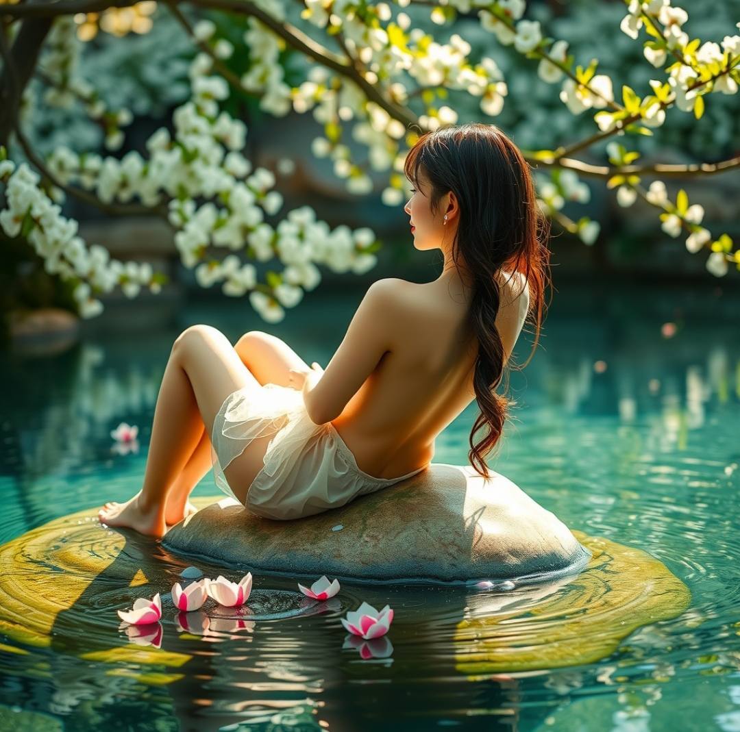 Quiet time by the water between flowers