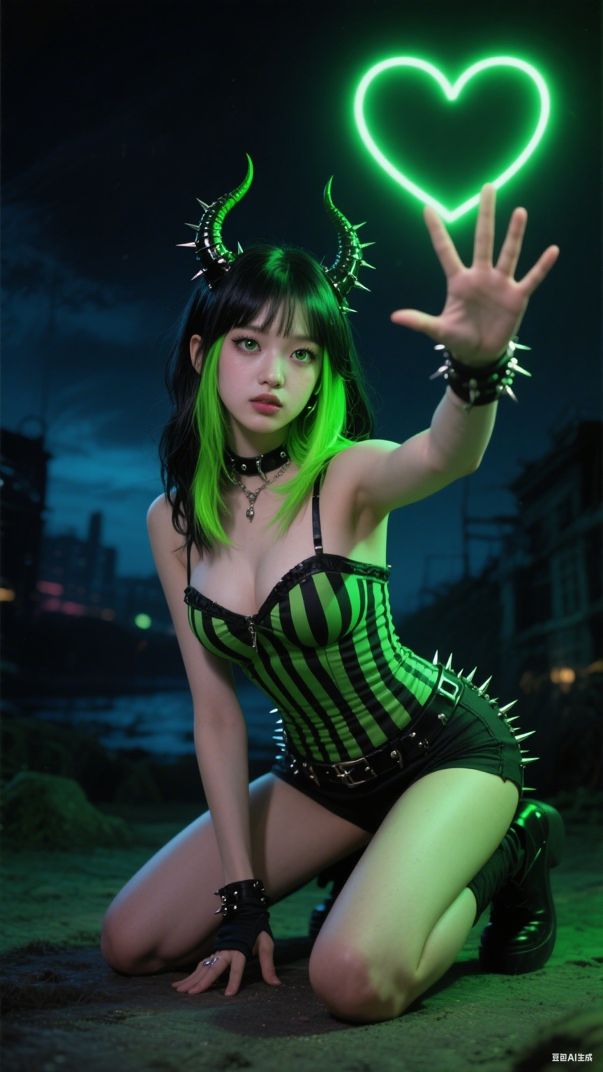Punk-Style Striped Spiked Outfit