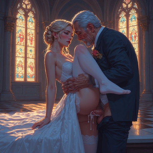 The father-in-law's semen shot into the bride's body.