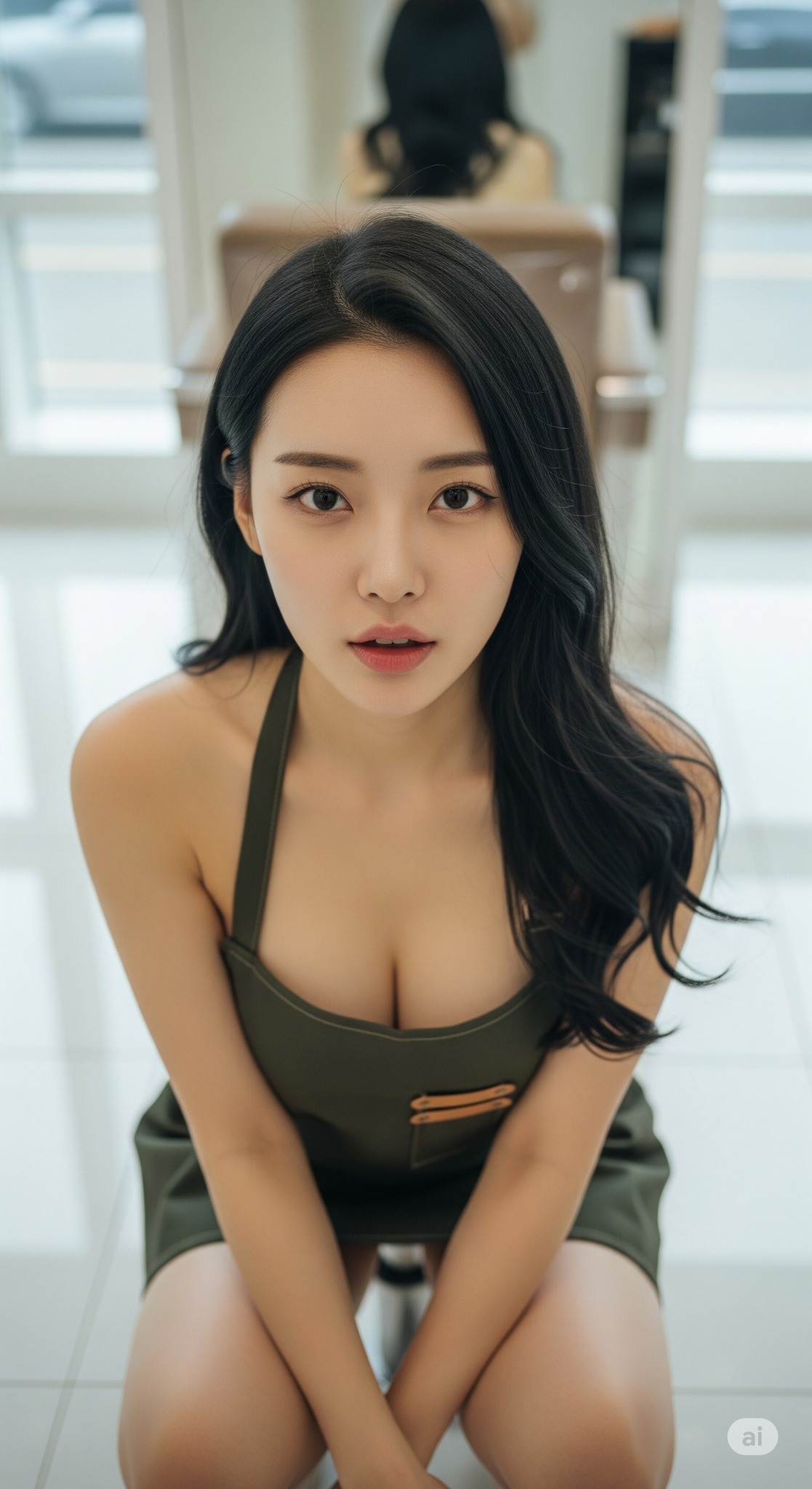 Hairdresser Girl at Korean Barbershop