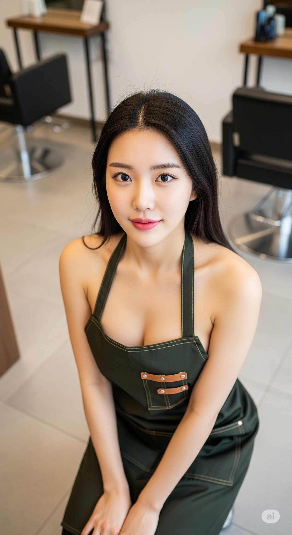 Hairdresser Girl at Korean Barbershop