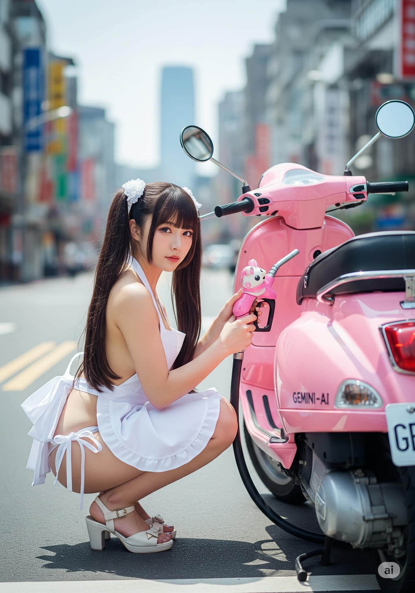 Sister with her car