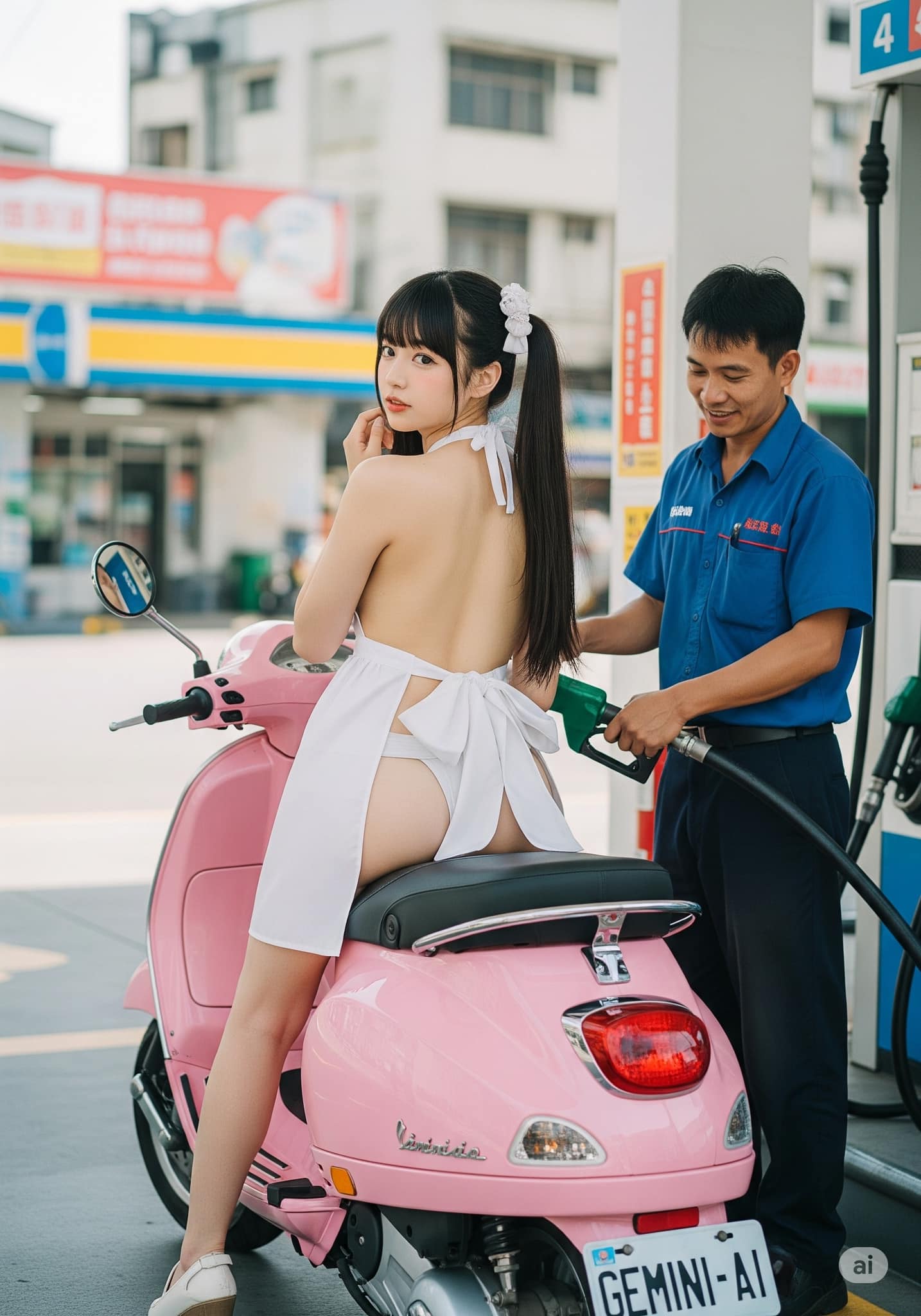 Sister with her car