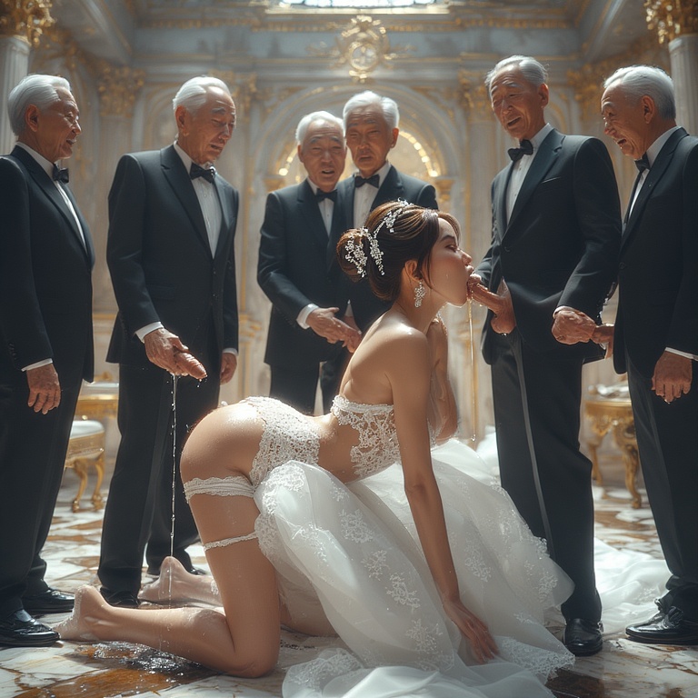 Fertilized by turns at weddings in wedding dresses