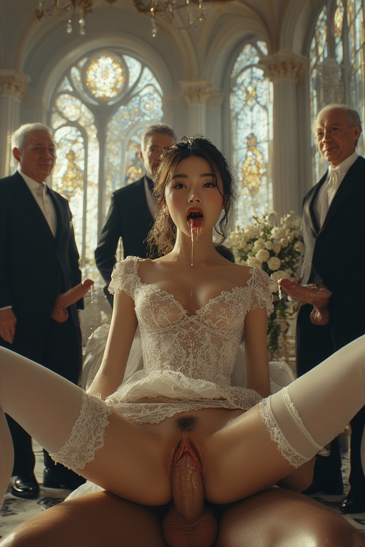 Fertilized by turns at weddings in wedding dresses