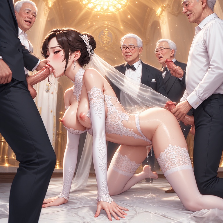 Fertilized by turns at weddings in wedding dresses