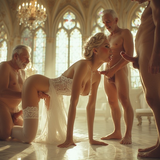 Fertilized by turns at weddings in wedding dresses