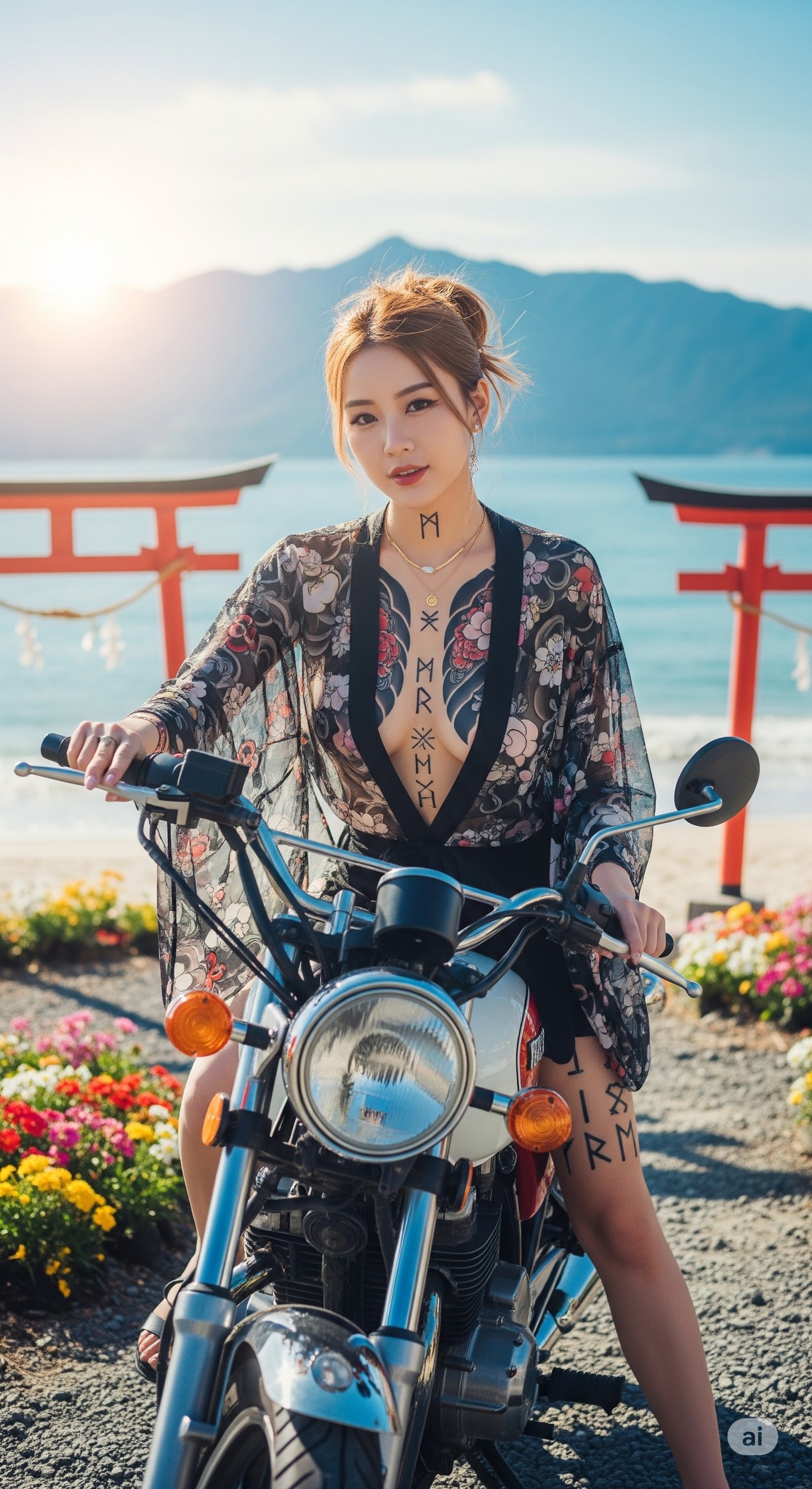 Big Deep V. Small dewy shoulders. Full tattoo