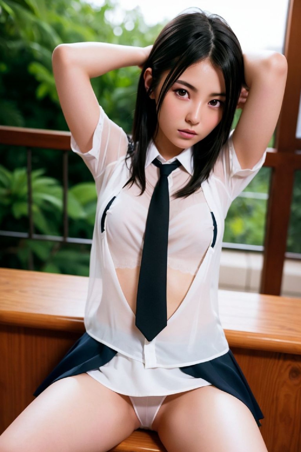 High School Girls Uniform AI Cosplayer Sexy Illustration