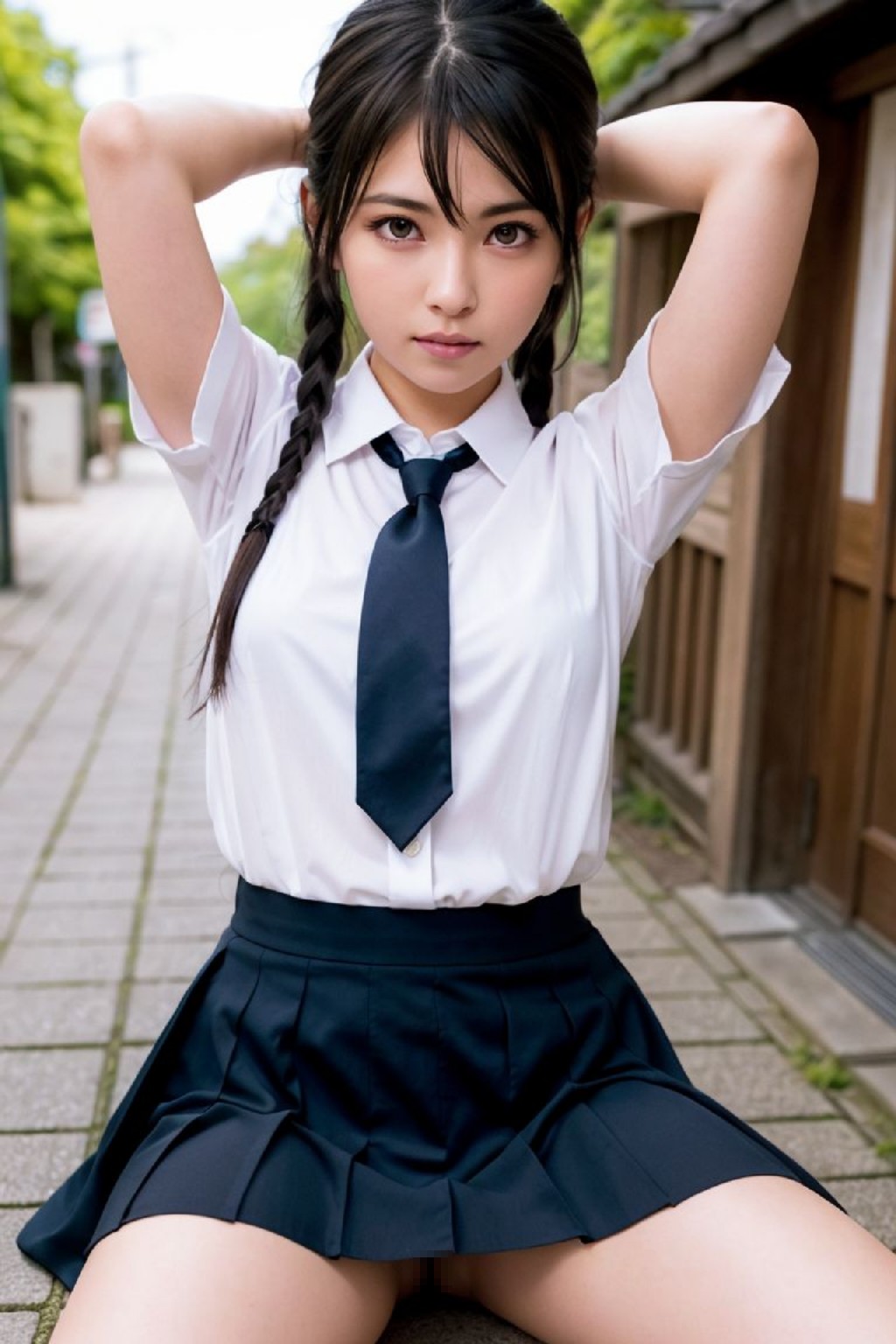 High School Girls Uniform AI Cosplayer Sexy Illustration