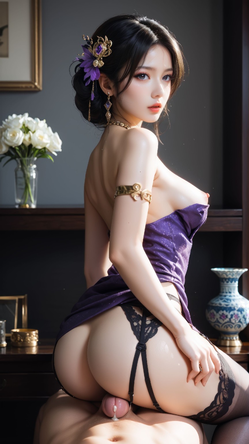 Girl purple dress 18 + nsfw (pony)