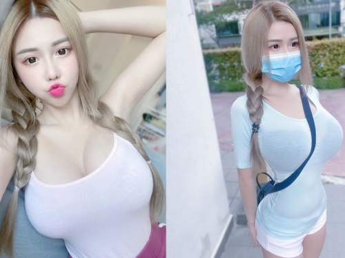 口罩熱褲妹「周甄娜」乳量大到爆青筋　往下看還有驚人「水蛇腰」讓人徹底淪陷