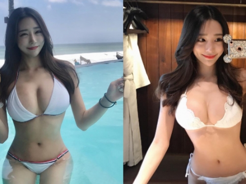 性感姊姊「奶球太大」快把比基尼撐爆！炸裂乳量太猖狂　讓人招架不住！