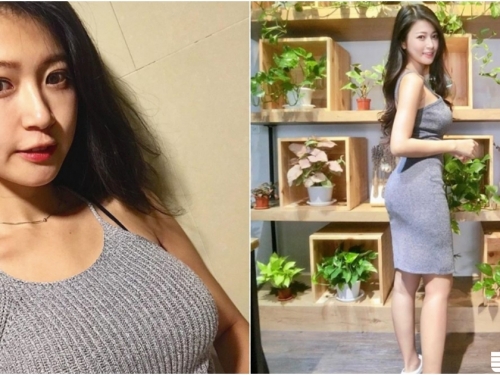 背心洋裝的魔力～「美乳翹臀妹」逛街藏不住好身材，灰色布料下「弧度圓滿」好兇喔