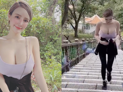 史上最辣晨爬！G奶正妹「元欣」爆乳背心秀超狂視角，網友：想爬你的山！
