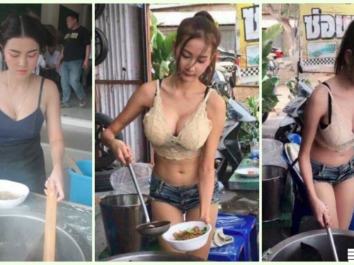 男客暴動！夜市小吃攤「大奶女店員」服務畫面好H喔！超挑逗「辣妹服務」太銷魂了…