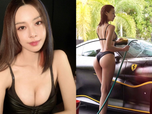 爆乳翹臀健身女神「李元玲」比基尼濕身性感洗車　渾圓翹臀「緊卡蜜桃溝」曲線超誘惑