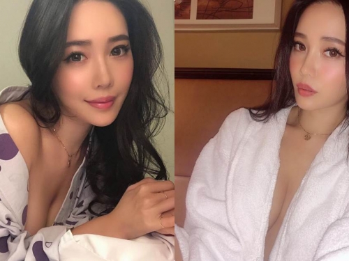 火辣美乳姐姐「穿浴袍挑逗」，傲人事業線深不見底啊！