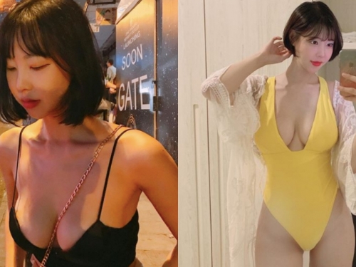巨乳辣妹夜遊時「布料過少」！兩粒「渾圓雪球」露出2/3顆，真的好危險！