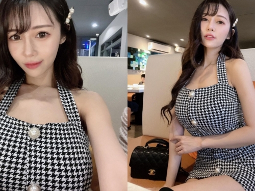 巨乳甜心「安希」家庭日也很兇！氣質小洋裝藏不住「雄偉F奶」，前凸後翹好搶眼！