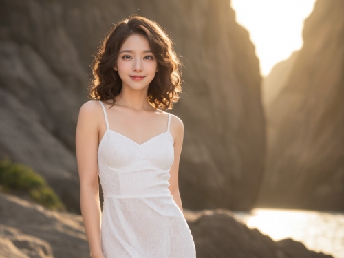 Beach Girl in a Wavy Hair Skirt