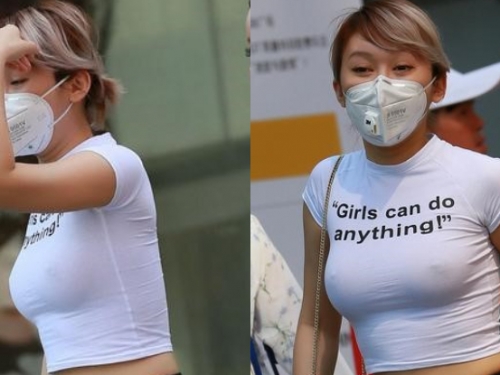 奶罩可以不戴但口罩不行！街拍巨乳妹「無罩上路」大開車頭燈