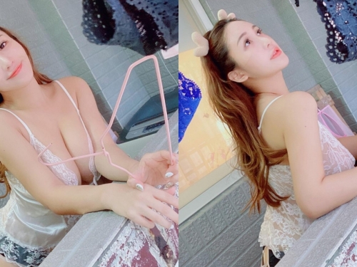 隔壁正妹鄰居「華華Bivi」陽台曬衣服，性感蕾絲「兇猛爆乳」，附近房客又要群聚啦！