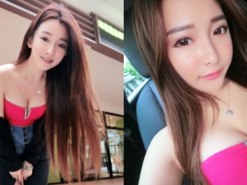 好大一個V！甜美乳妹一彎腰露出「迷人山谷」，再低一點就要掉出來了！